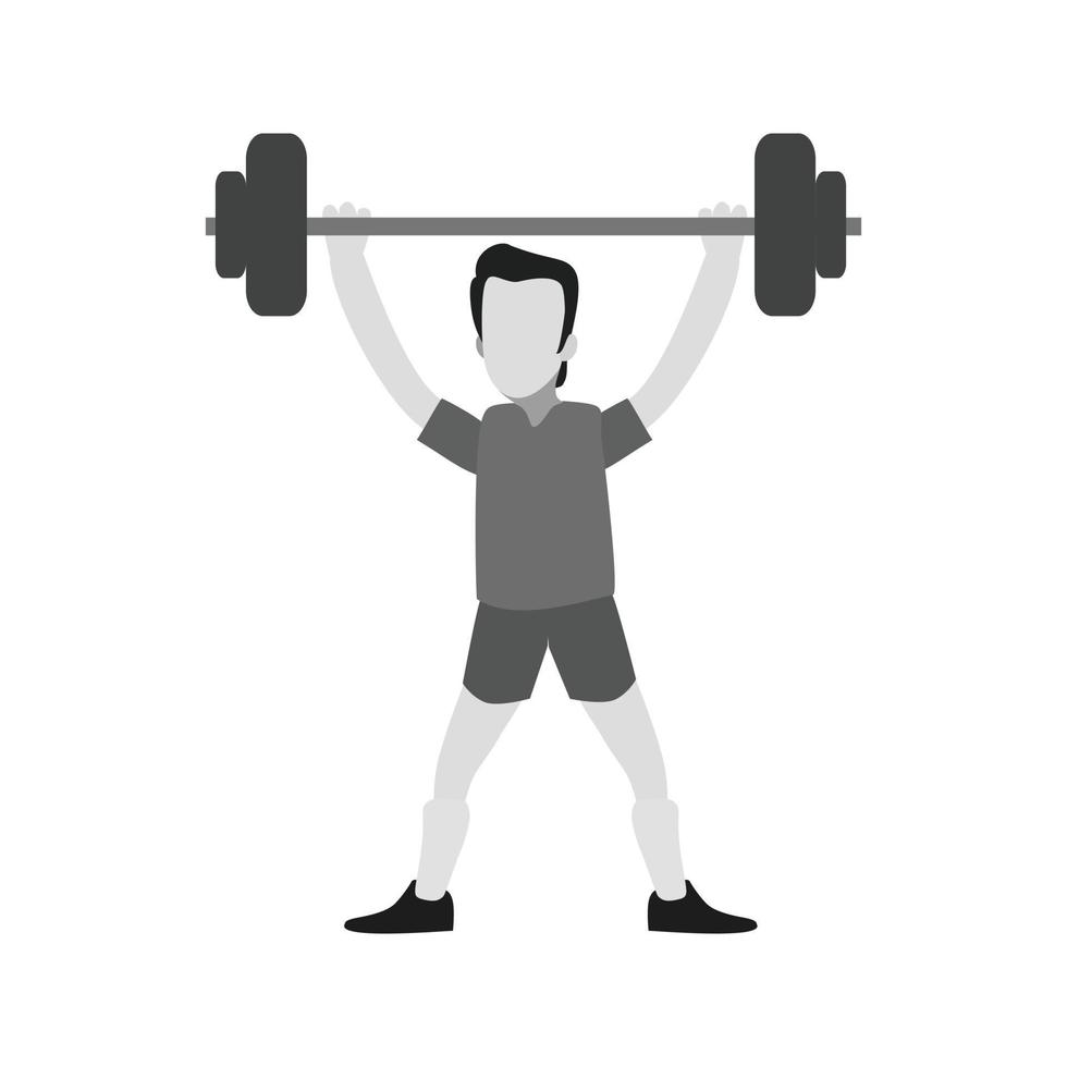 Weight Lifting Person Flat Greyscale Icon vector