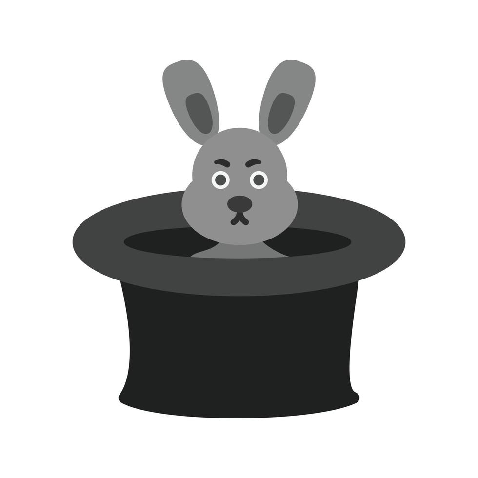 conejo con sombrero icono plano en escala de grises vector