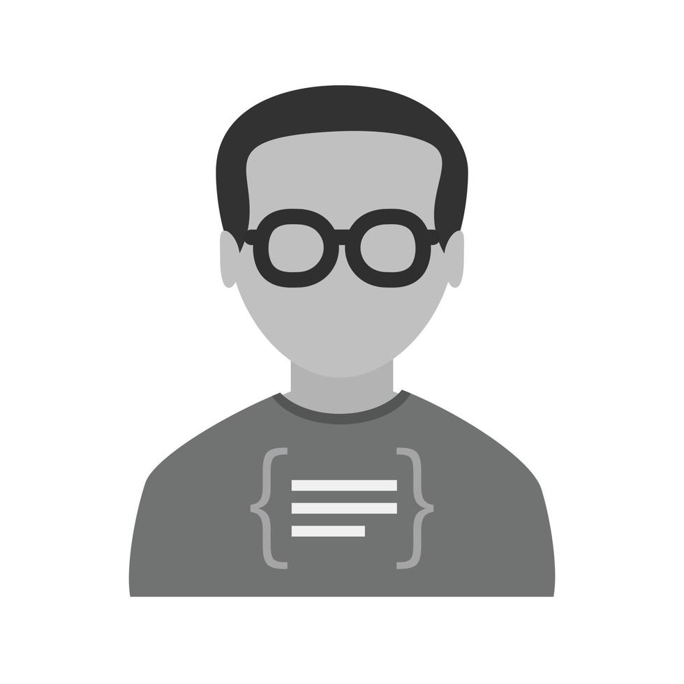 programador icono plano en escala de grises vector
