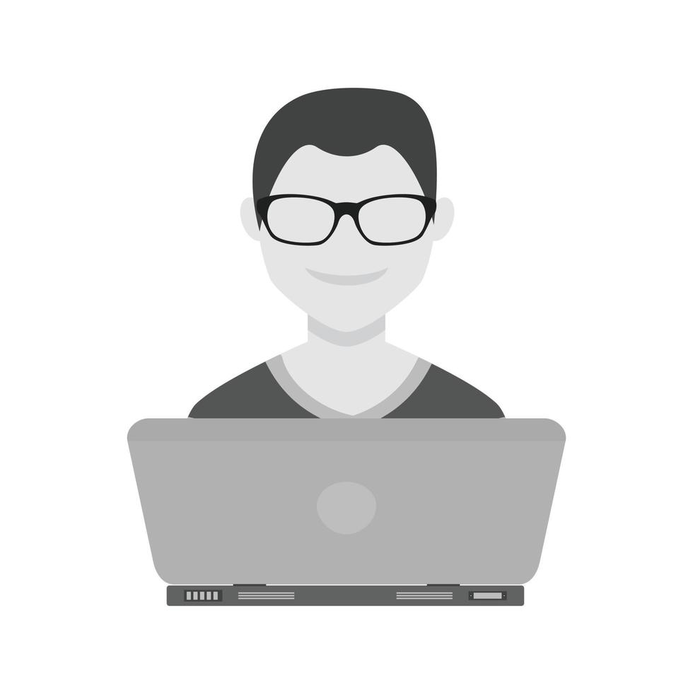 desarrollador de software icono plano en escala de grises vector