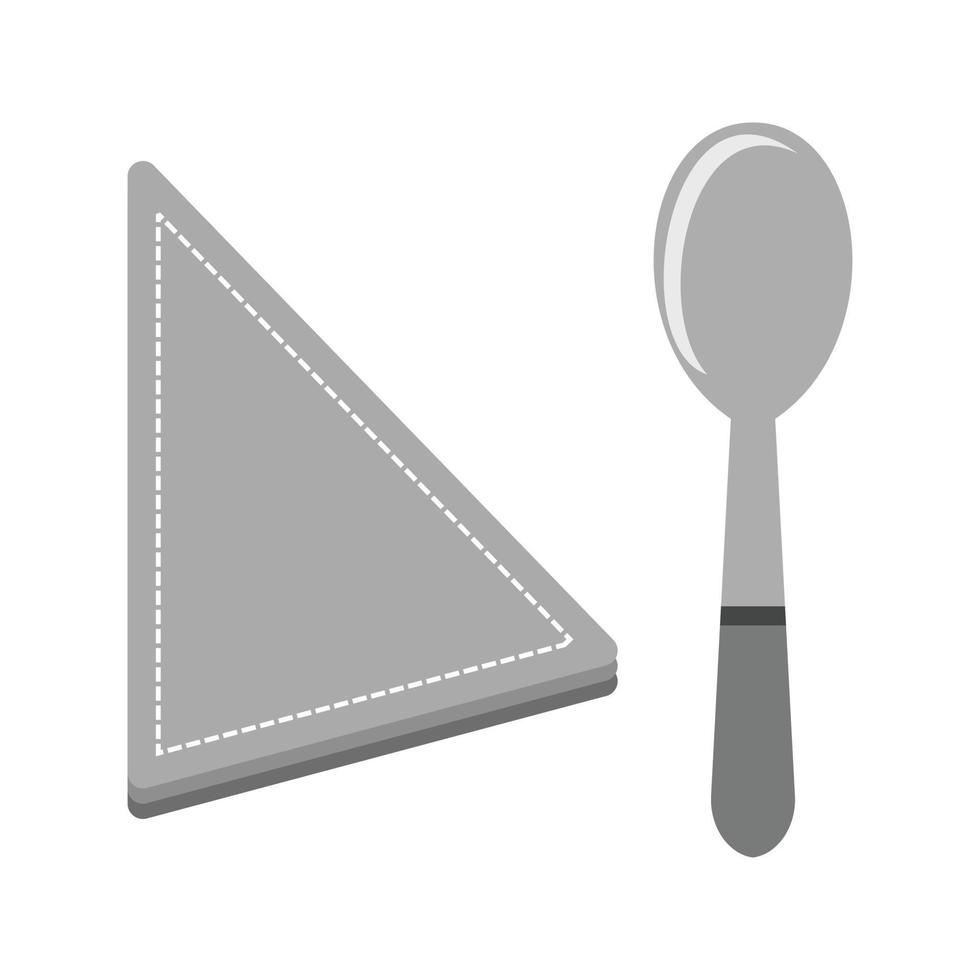 Spoon and Napkin Flat Greyscale Icon vector