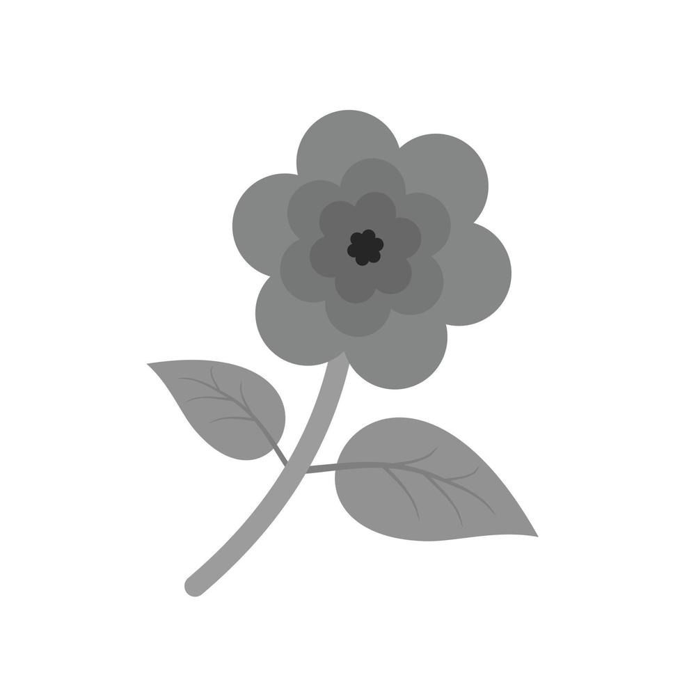 Flower with leaves Flat Greyscale Icon vector