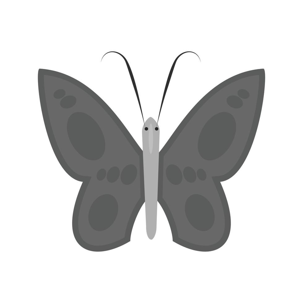 icono de mariposa plana en escala de grises vector