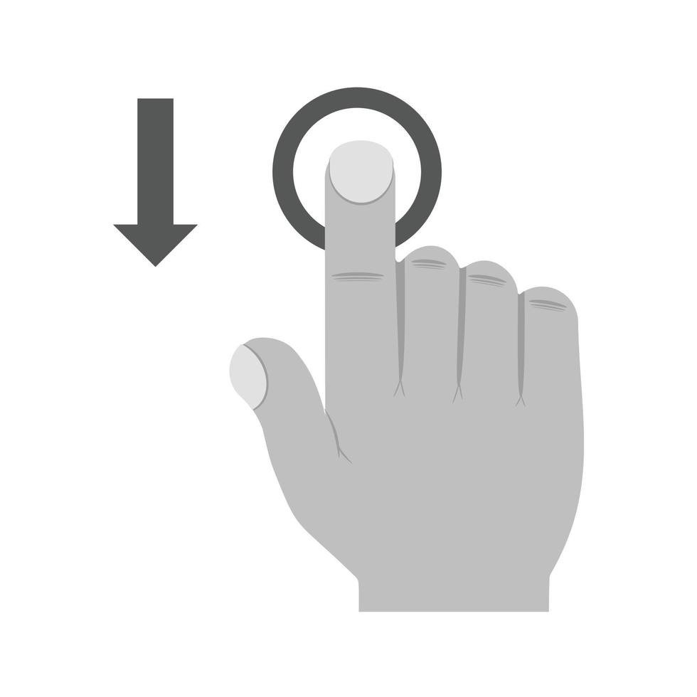 Tap and Move Down Flat Greyscale Icon vector