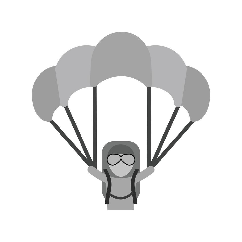 icono de parapente plano en escala de grises vector