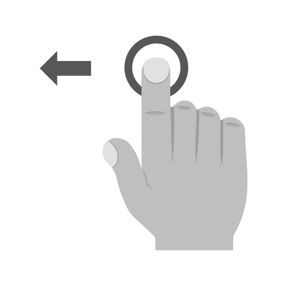 Tap and Move Left Flat Greyscale Icon vector