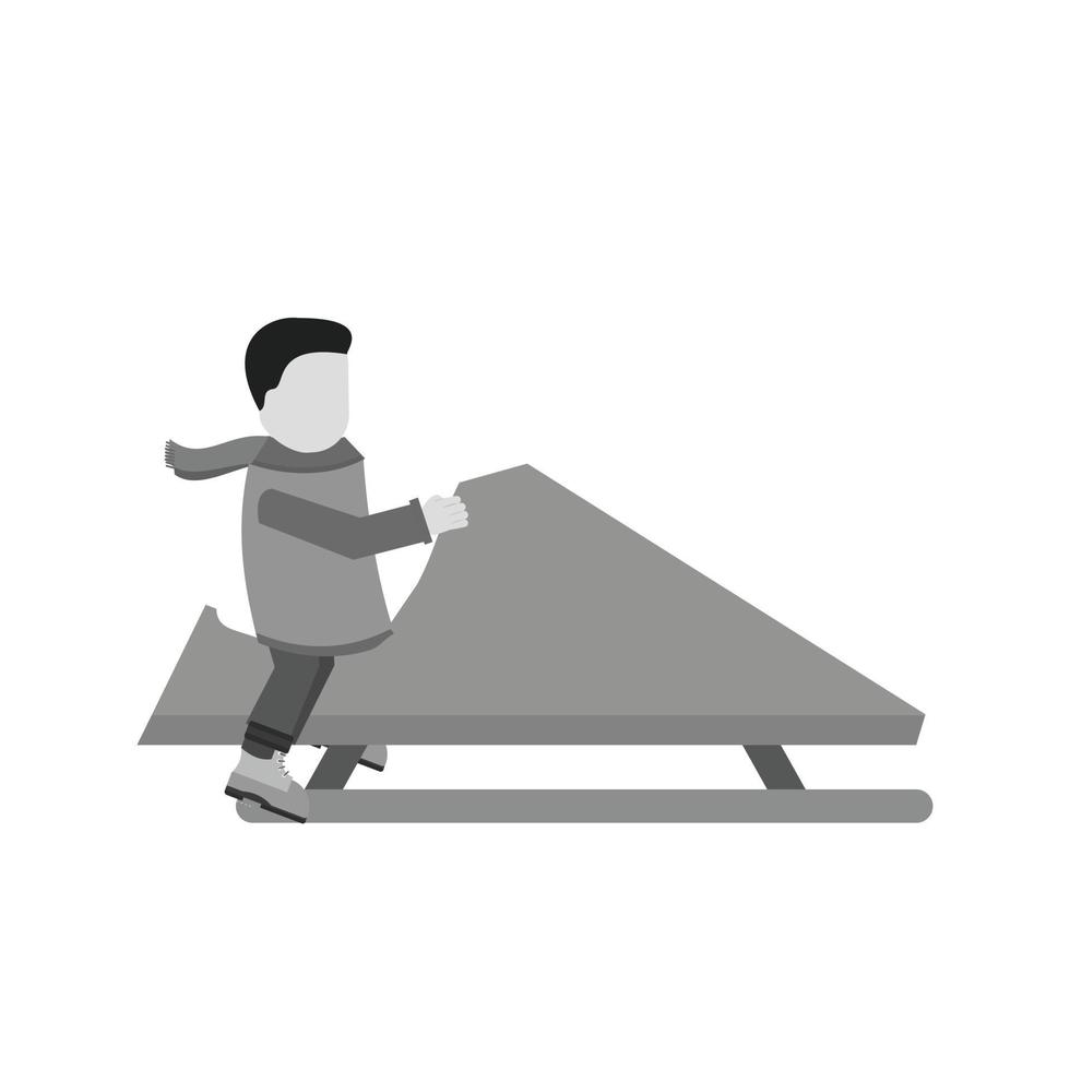 Riding Sled Flat Greyscale Icon vector