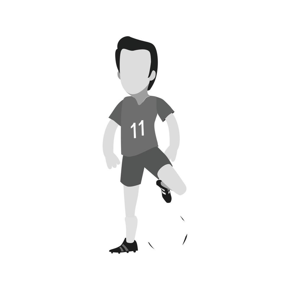 icono de jugador de fútbol plano en escala de grises vector