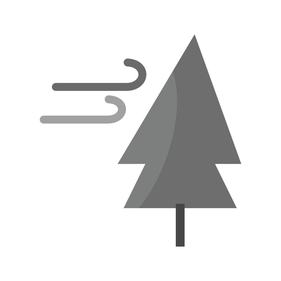 árbol con viento plano icono en escala de grises vector