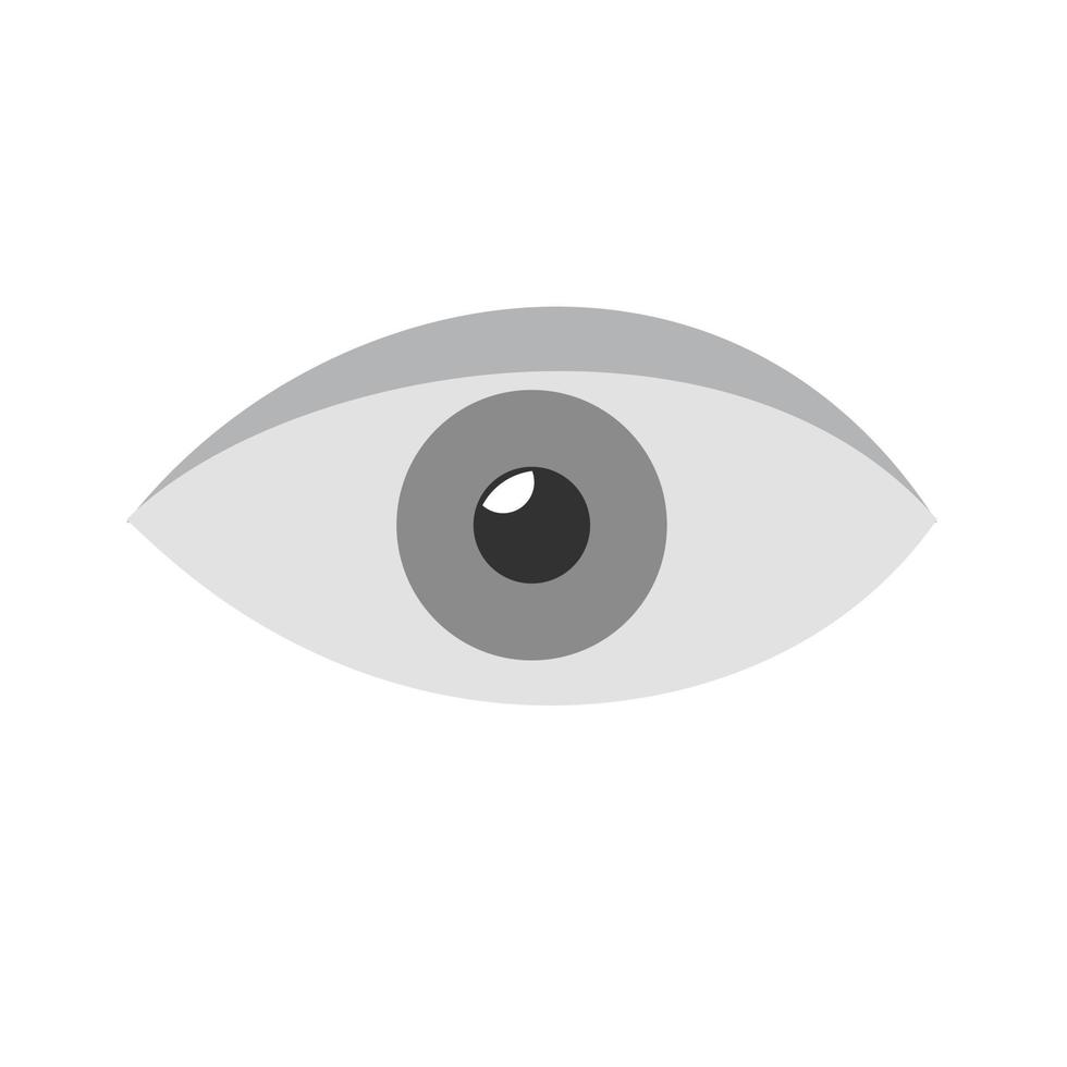 icono de ojo plano en escala de grises vector
