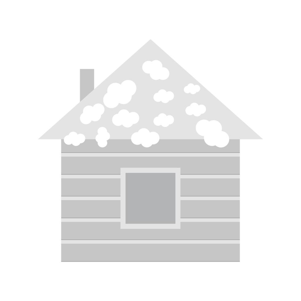 House with Snow Flat Greyscale Icon vector