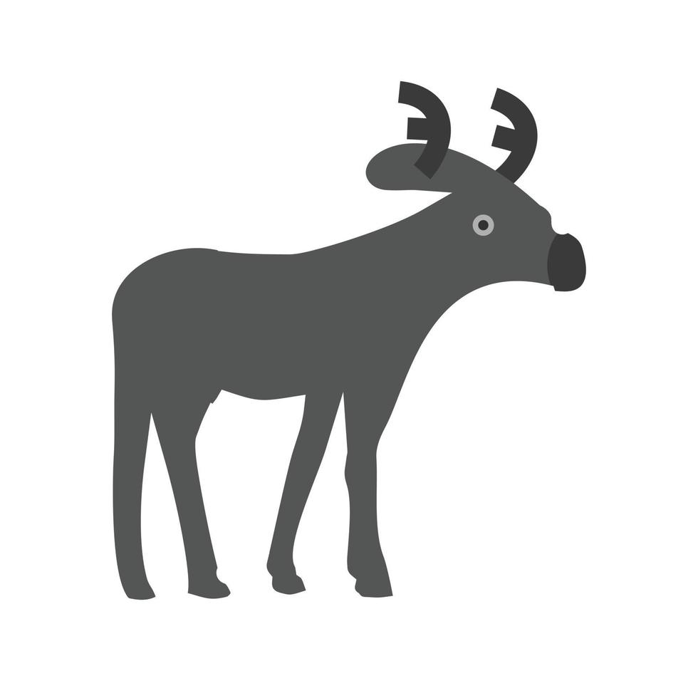 Moose Flat Greyscale Icon vector