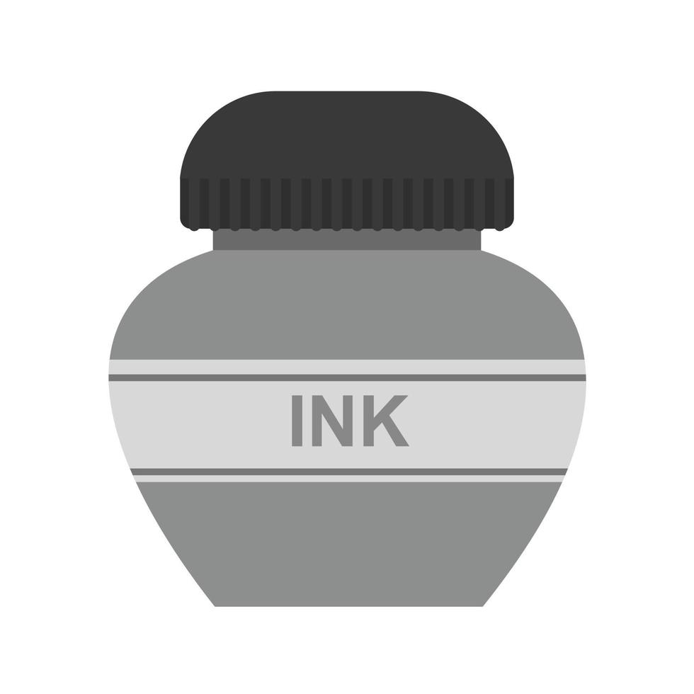 botella de tinta plana icono en escala de grises vector