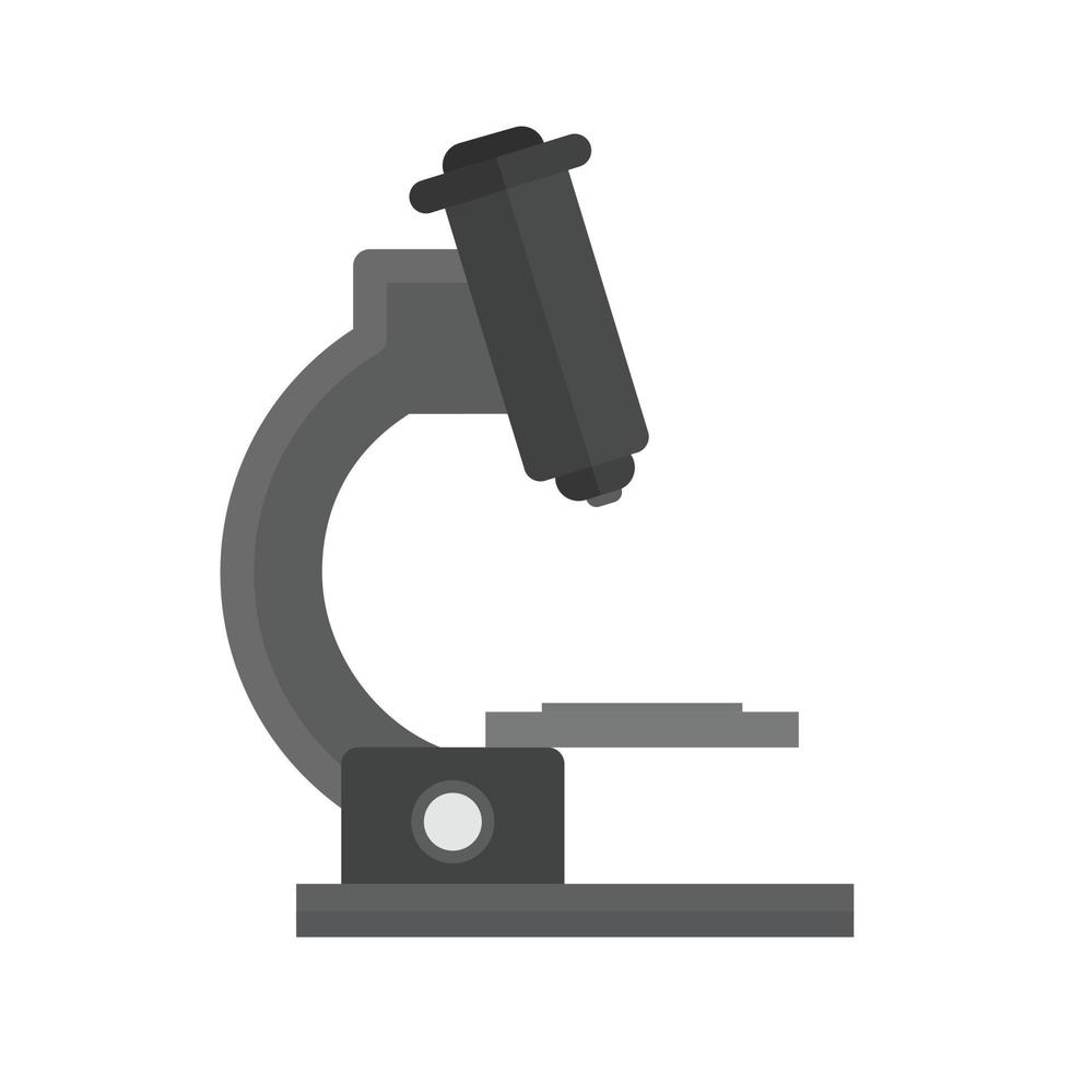 icono de microscopio plano en escala de grises vector