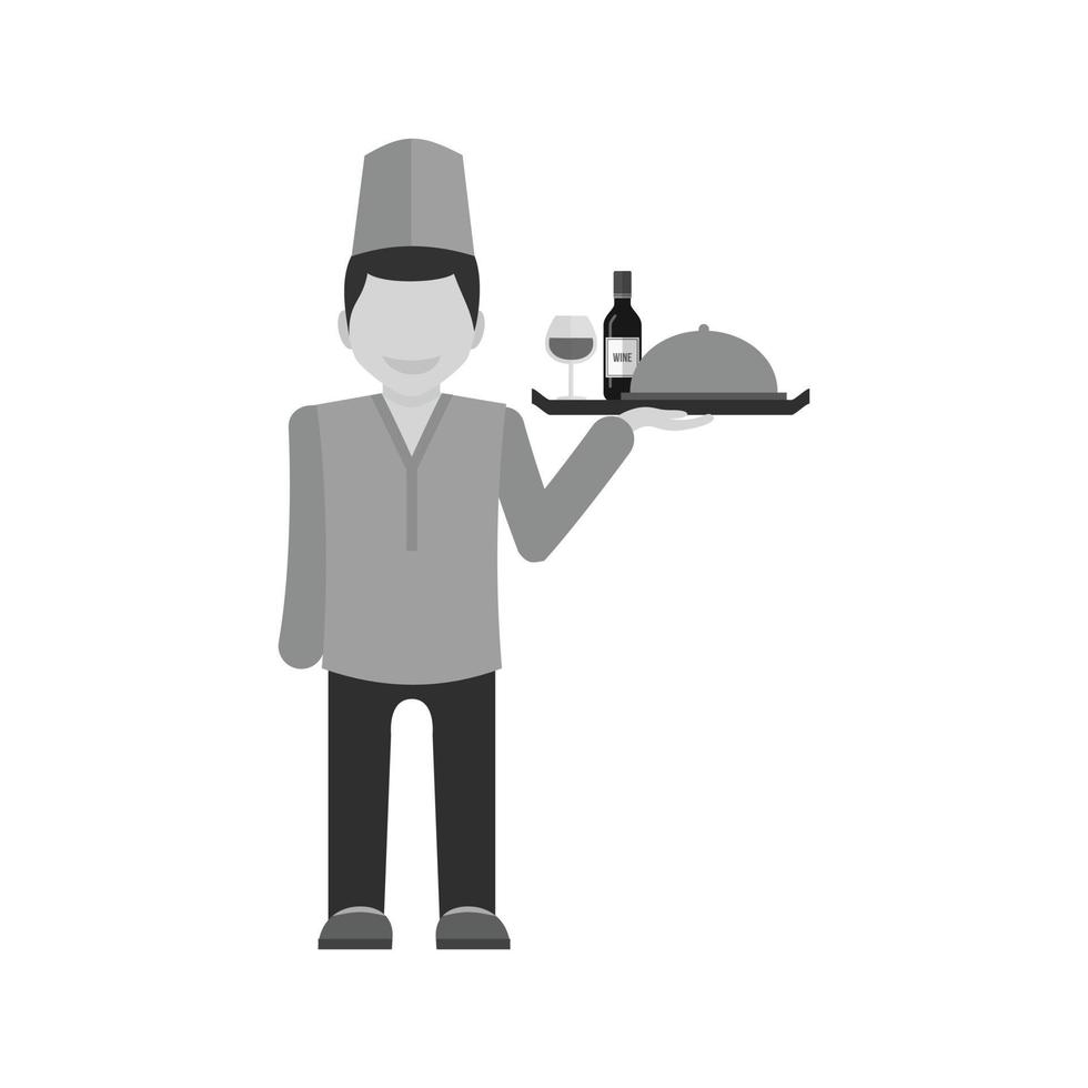 Waiter Flat Greyscale Icon vector