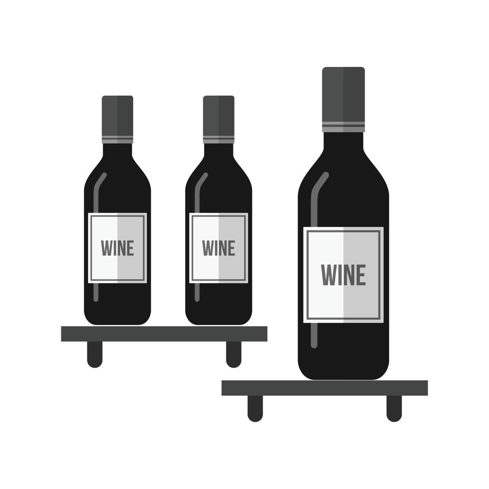Bottles Shelf Flat Greyscale Icon vector