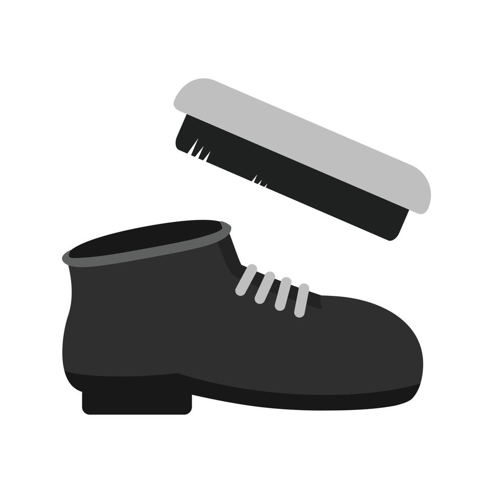 icono de escala de grises plano de pulido de zapatos vector