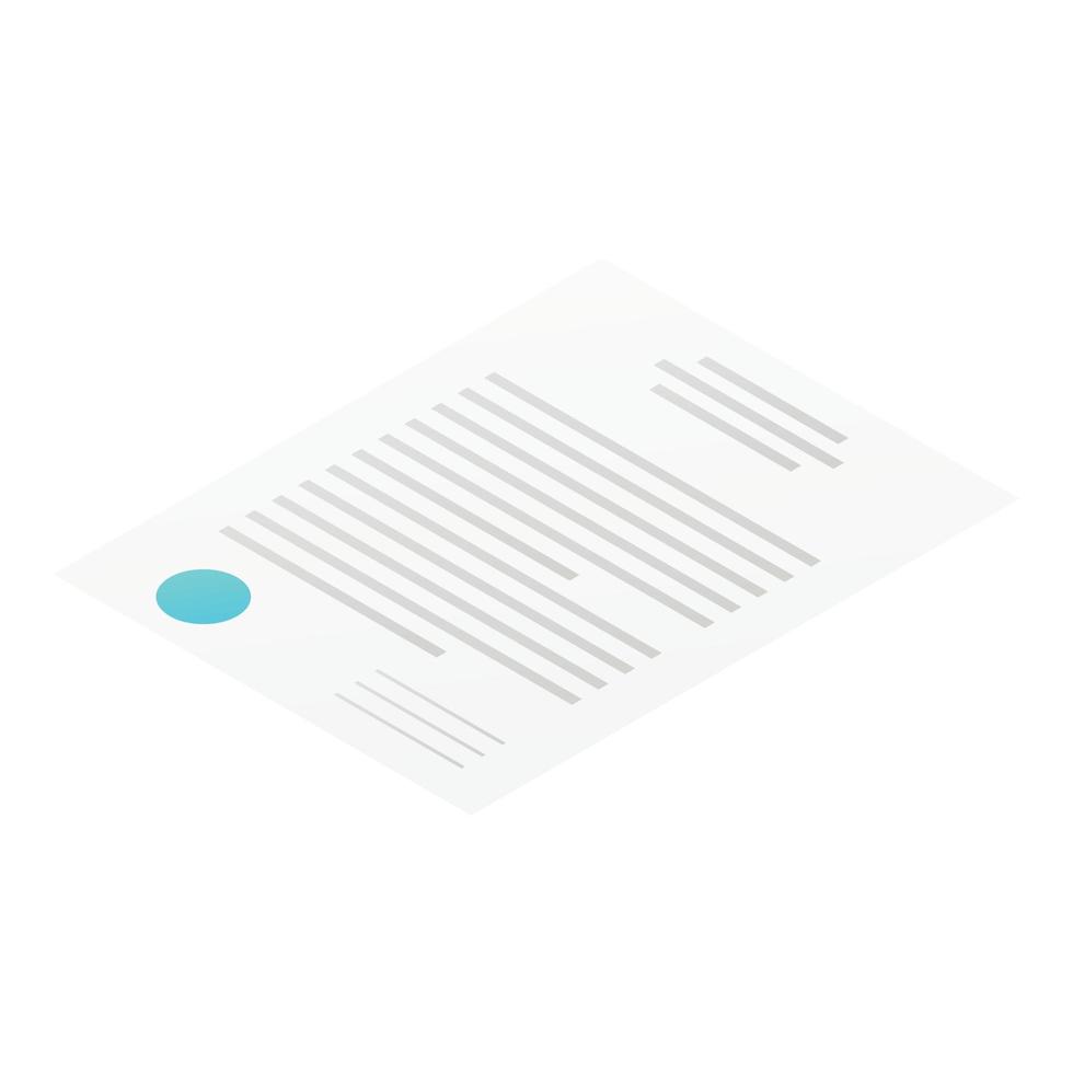 Contract icon, isometric style vector