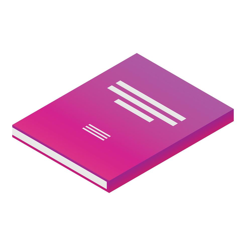 Pink book icon, isometric style vector