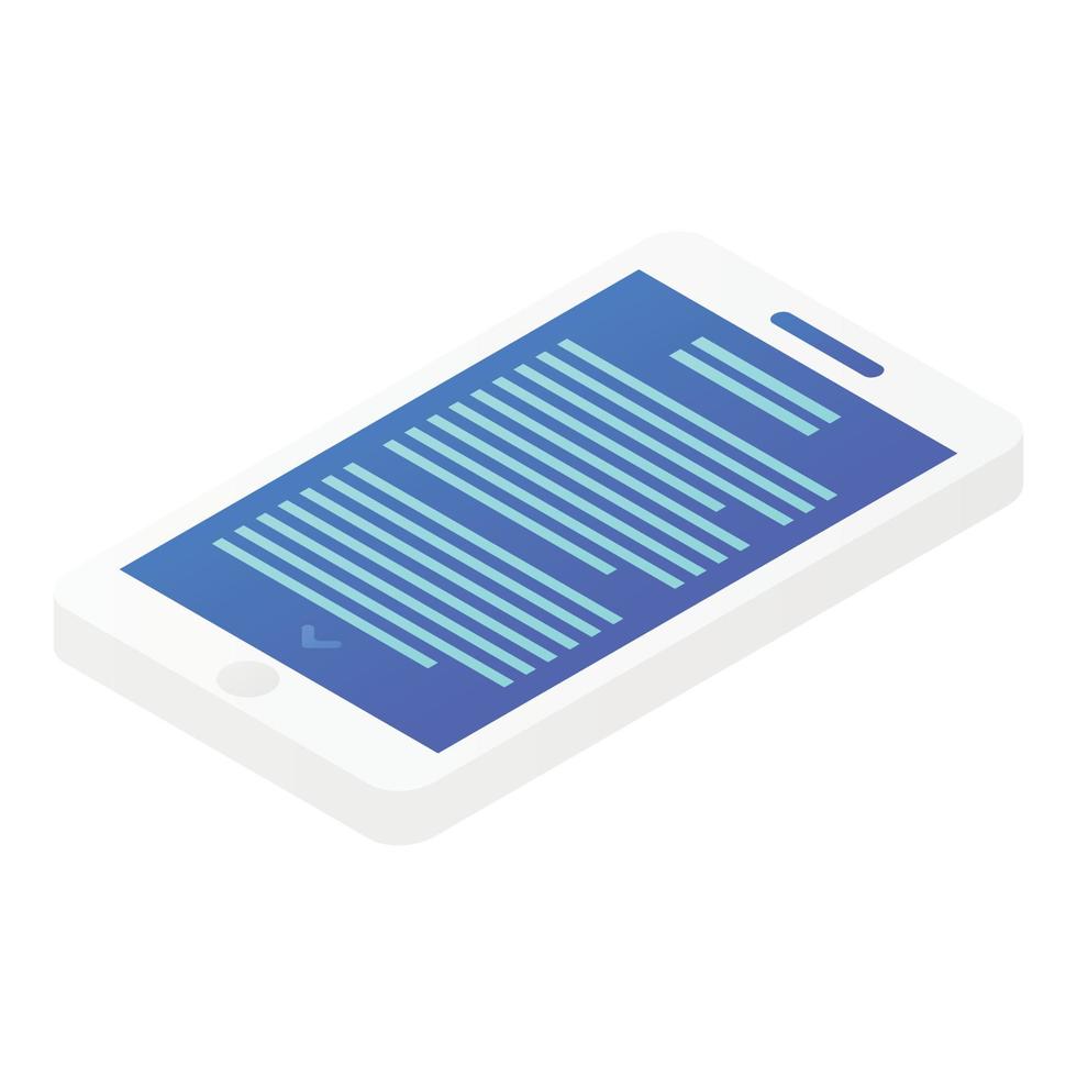 Blue screen smartphone icon, isometric style vector