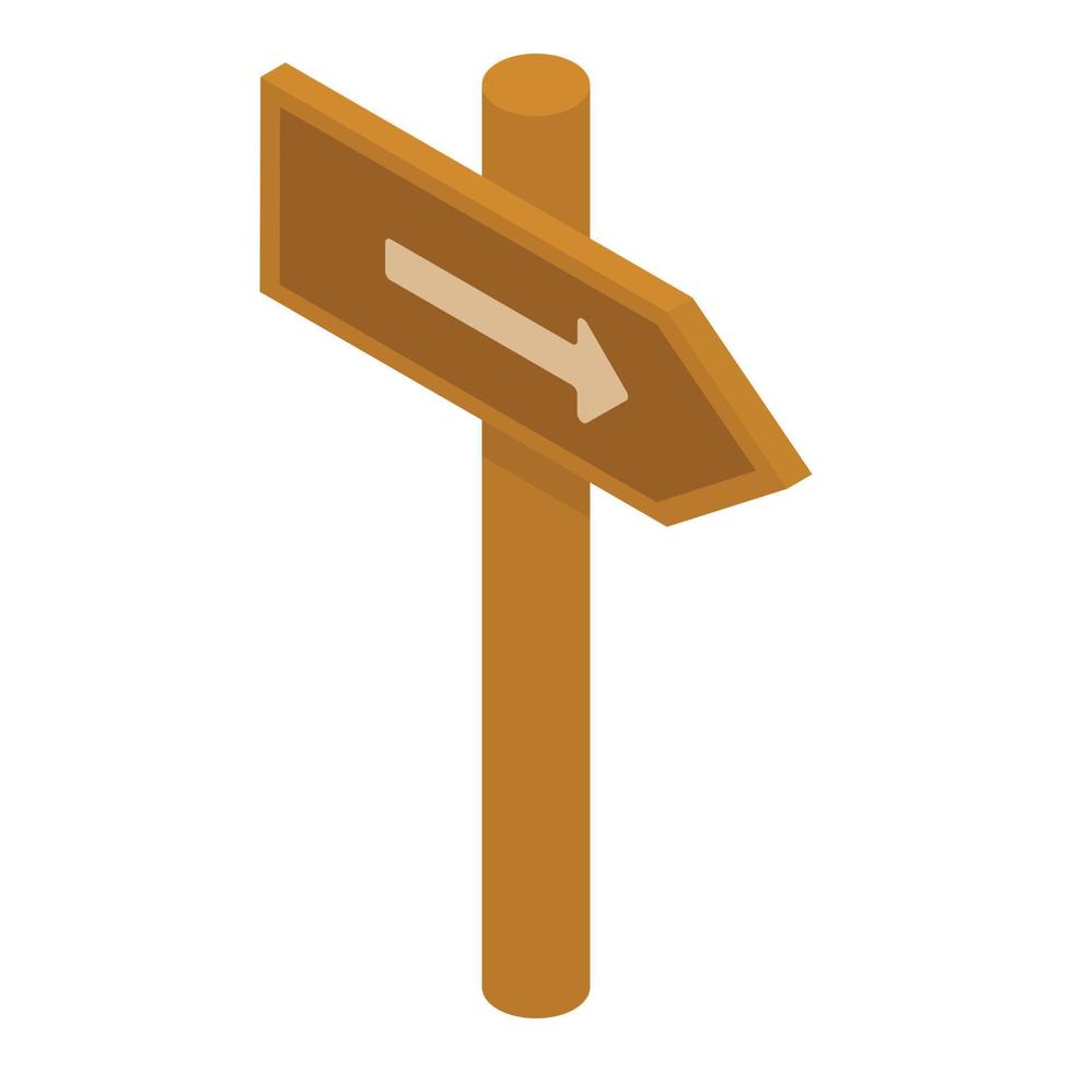 Wood sign board icon, isometric style vector