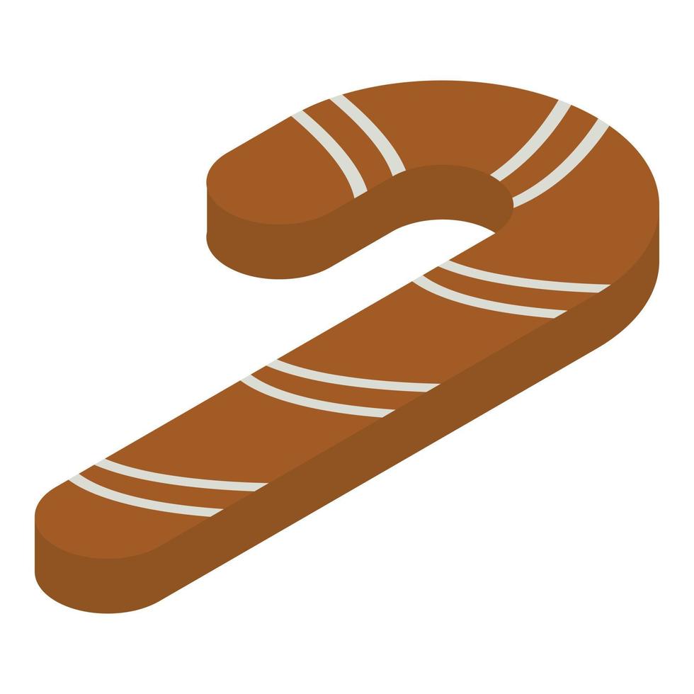 Gingerbread candy stick icon, isometric style vector
