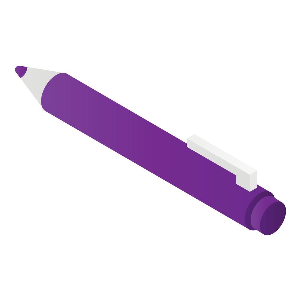 Purple pen icon, isometric style vector