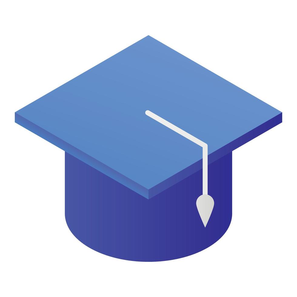 Blue academic cap icon, isometric style vector