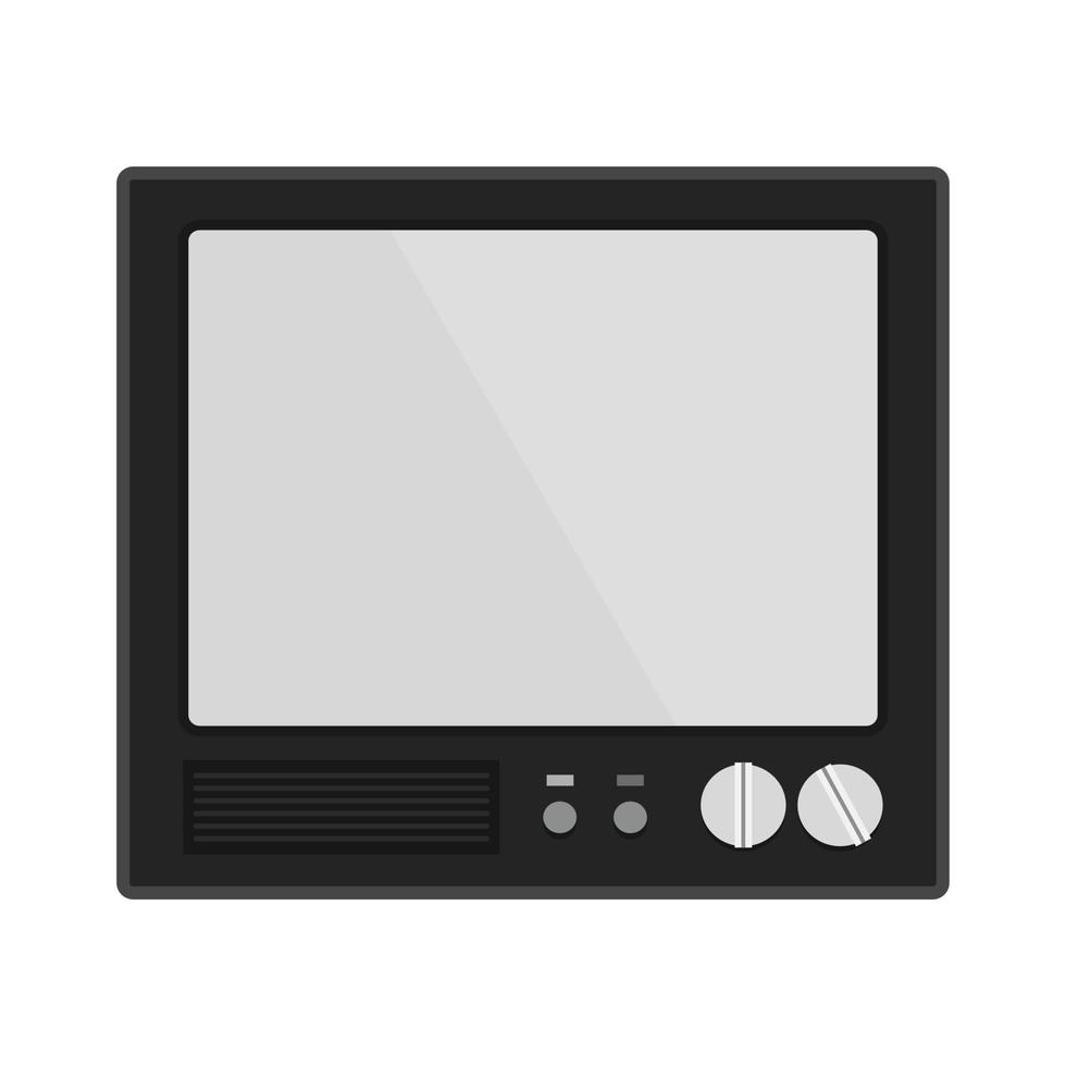 televisor, plano, escala de grises, icono vector