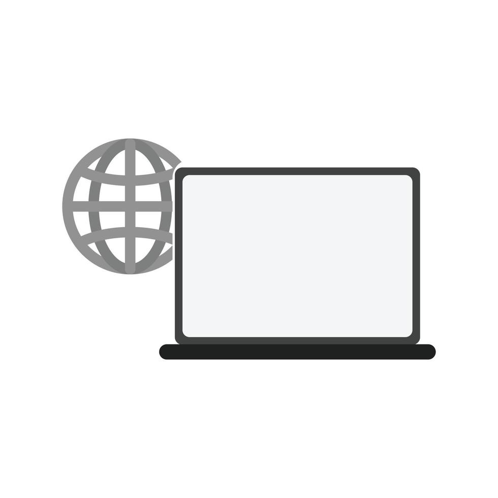 Connected Laptop Flat Greyscale Icon vector