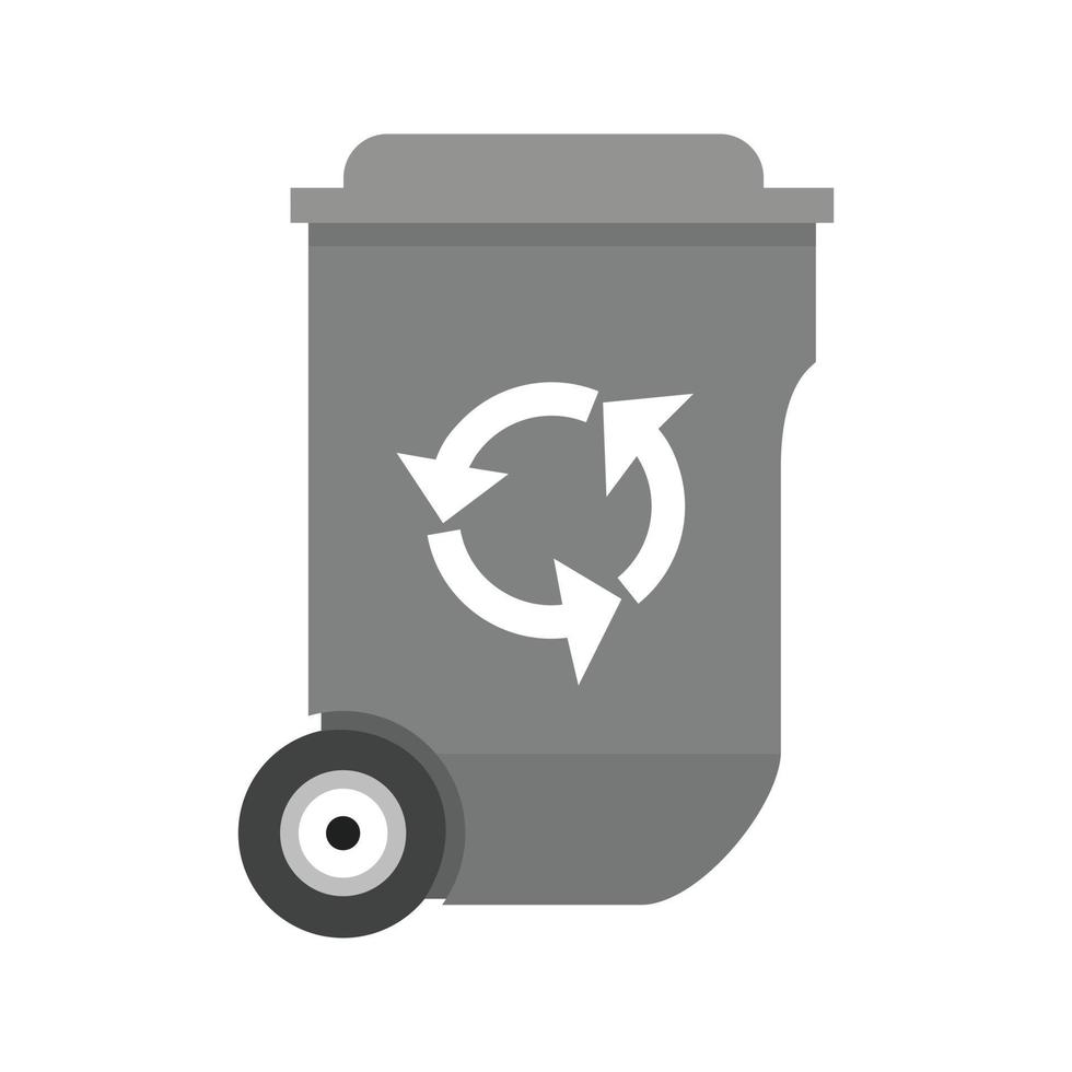 Recycle Bin Flat Greyscale Icon vector