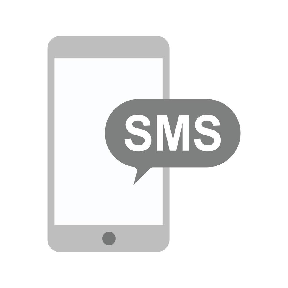 icono de escala de grises plana de notificación de sms vector