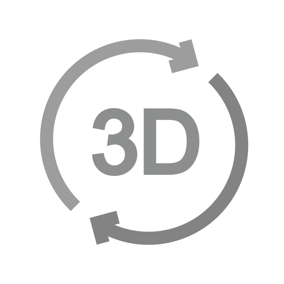 3D Rotation Flat Greyscale Icon vector