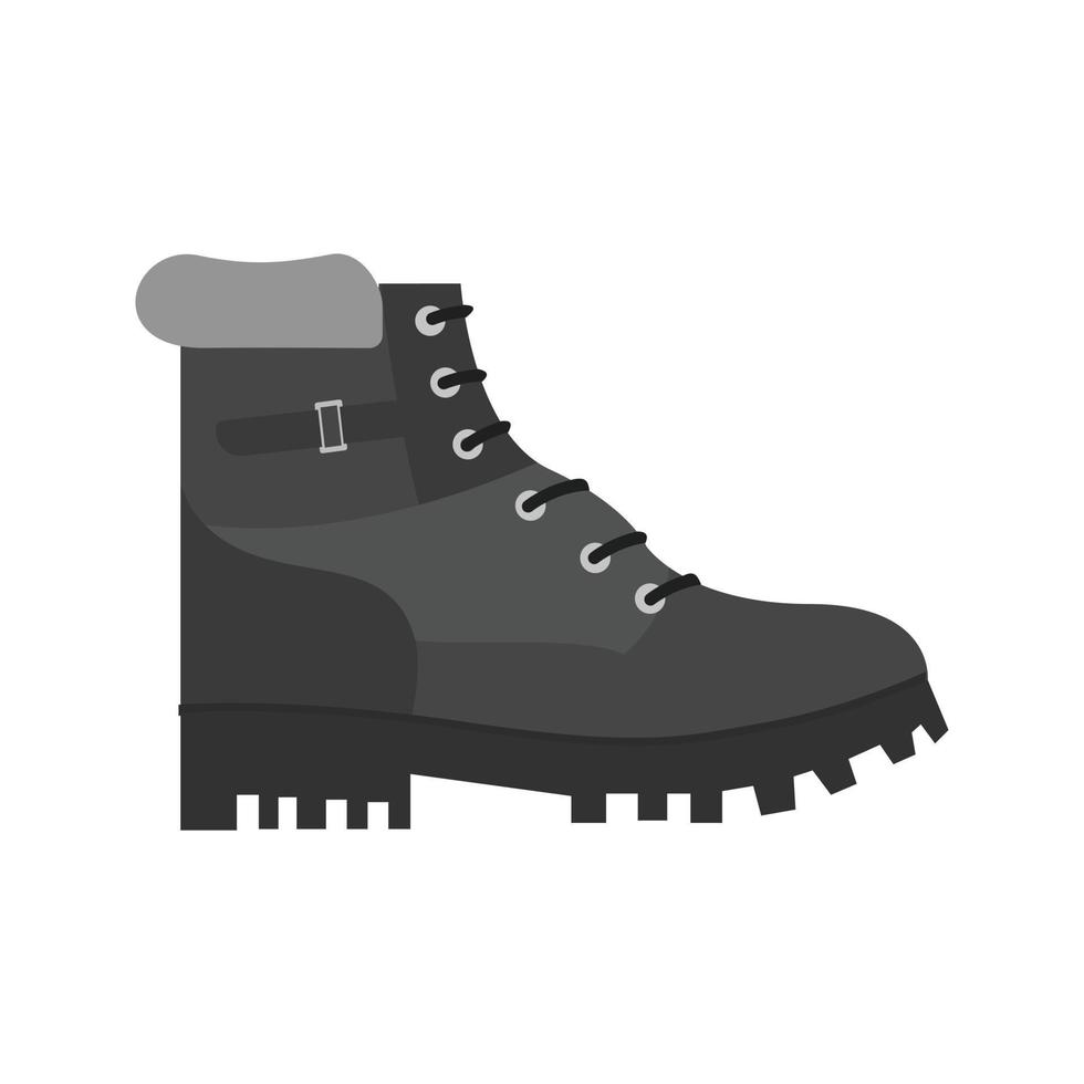 icono de escala de grises plano de bota de camping vector