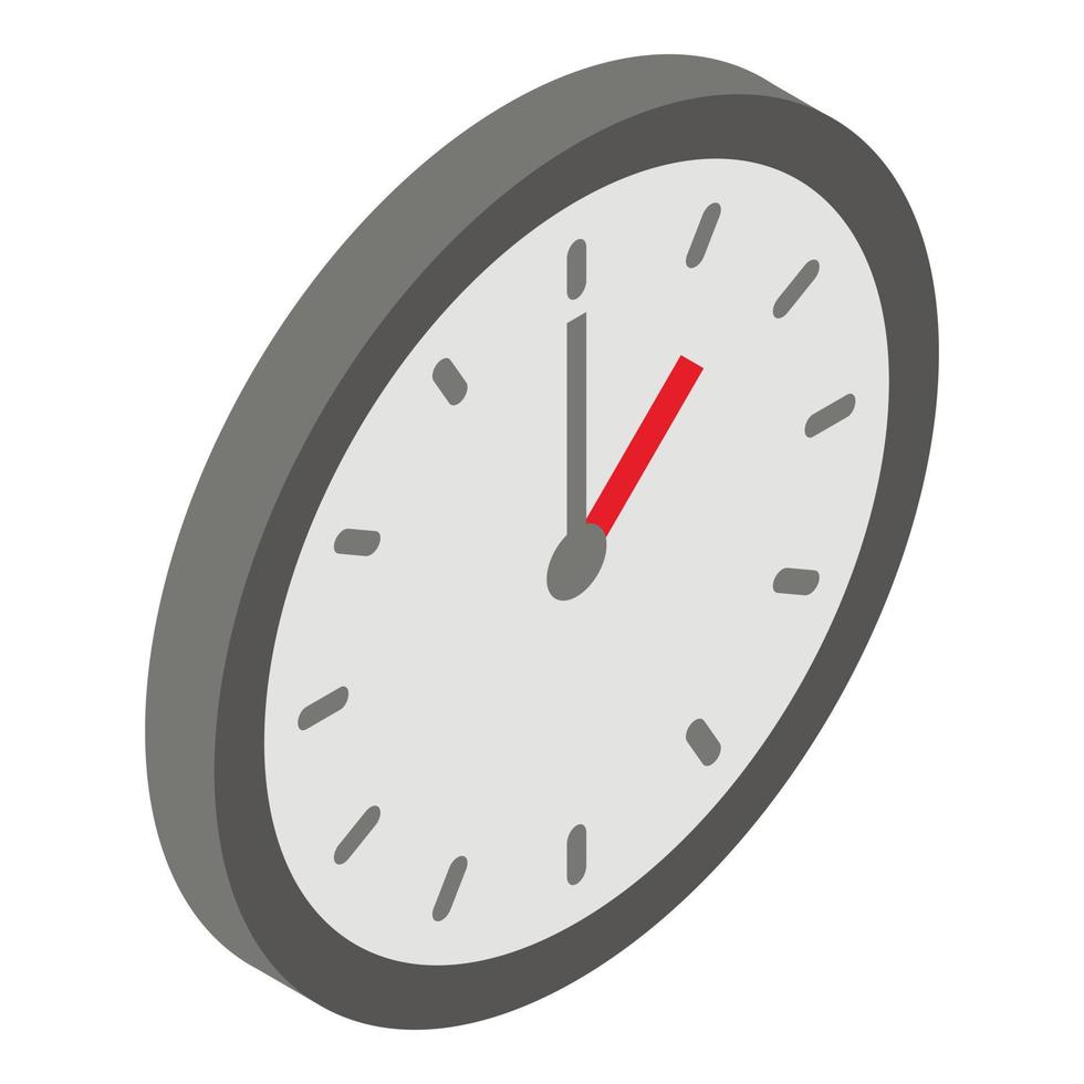 Wall clock icon, isometric style vector