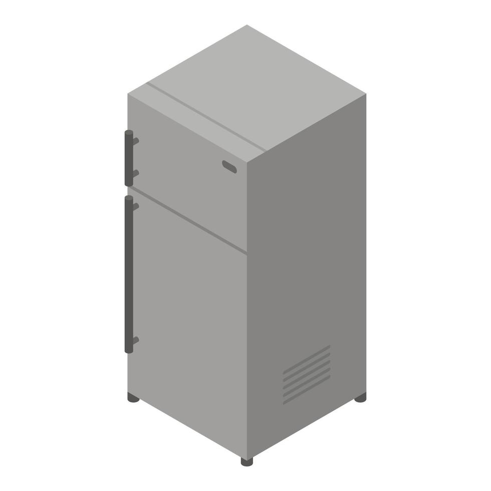 Grey fridge icon, isometric style vector