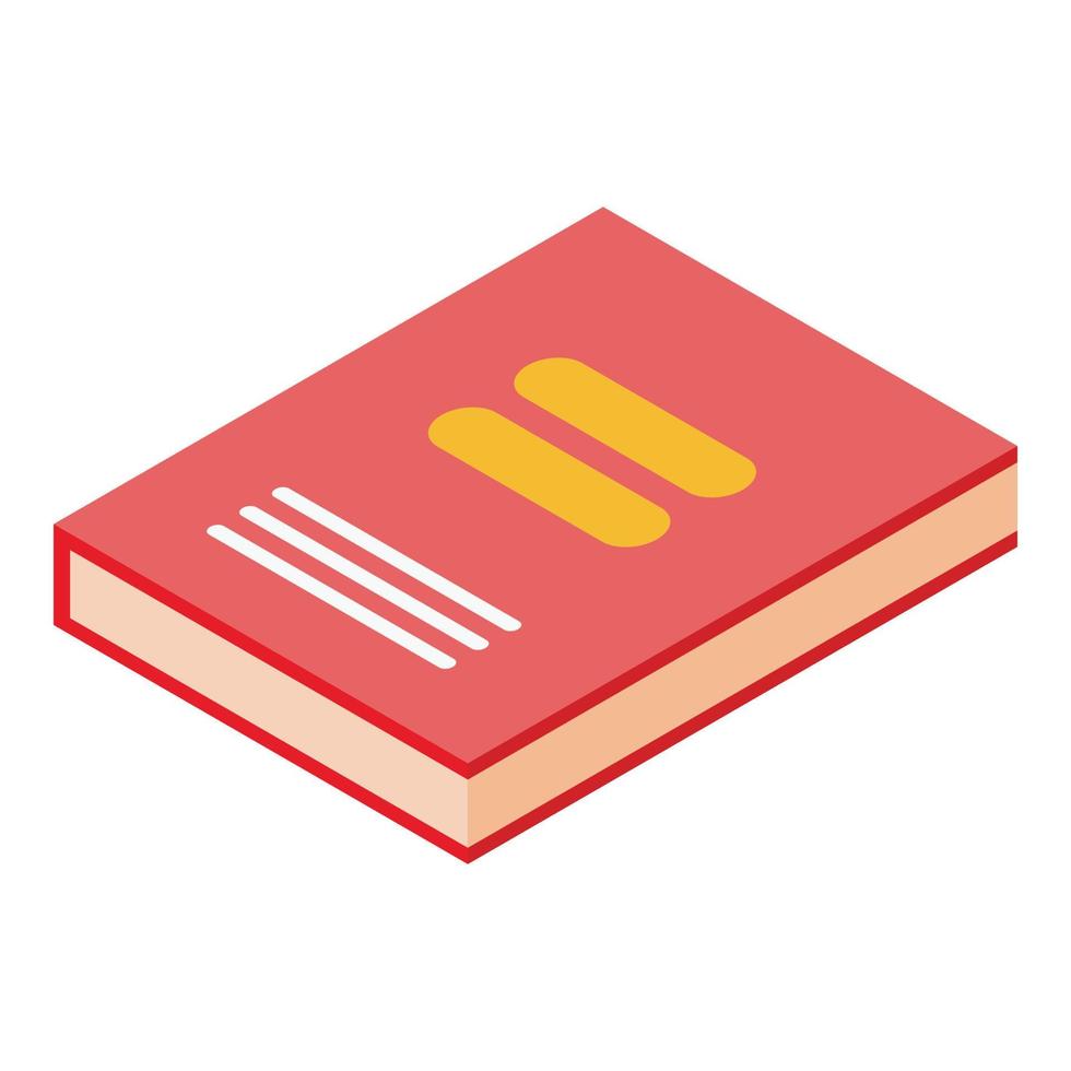 icono de libro rojo, estilo isométrico vector