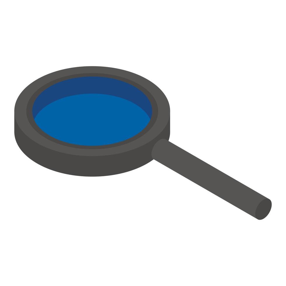 Black magnify glass icon, isometric style vector