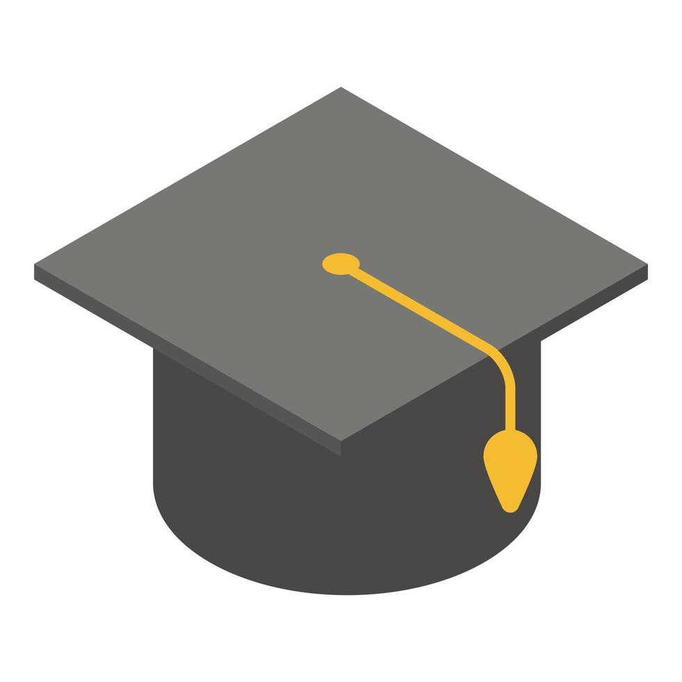 Graduated hat icon, isometric style vector