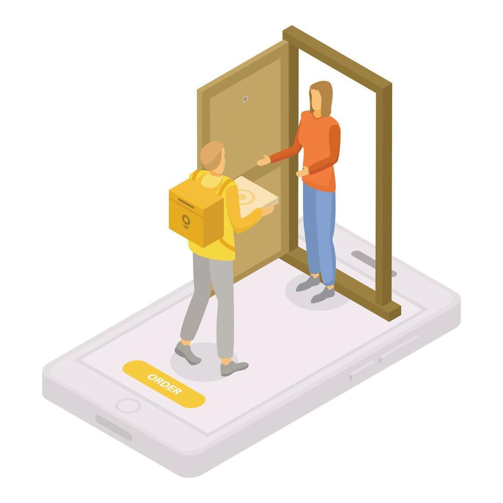 Home delivery pizza icon, isometric style vector