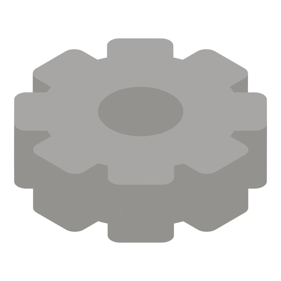 icono de rueda dentada de metal, estilo isométrico vector