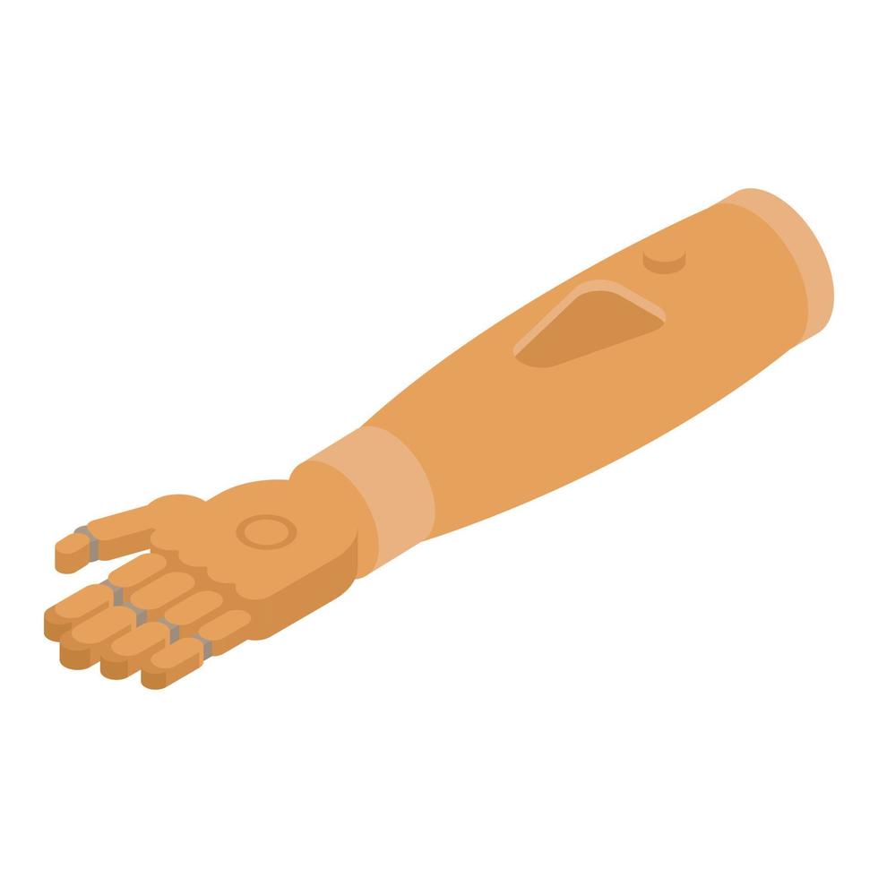 Strong prosthetic hand icon, isometric style vector
