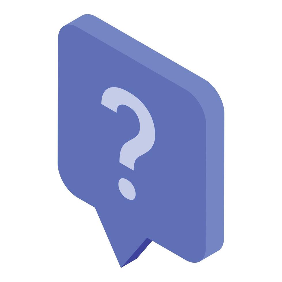 Blue chat question icon, isometric style vector