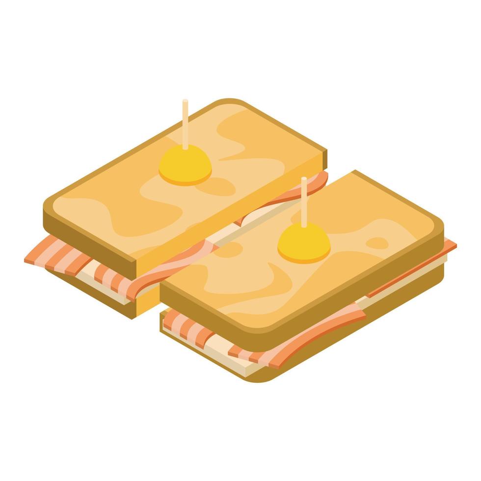Cuted sandwich toast icon, isometric style vector