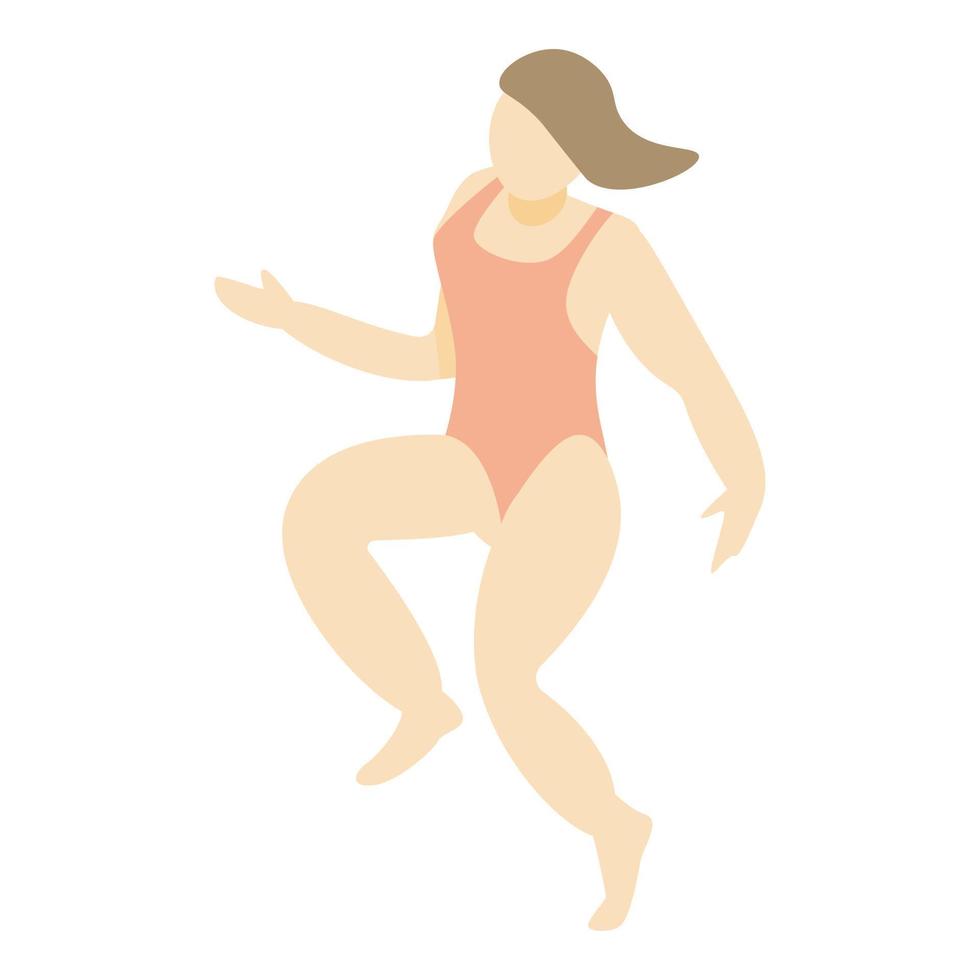 Girl in red swimwear icon, isometric style vector