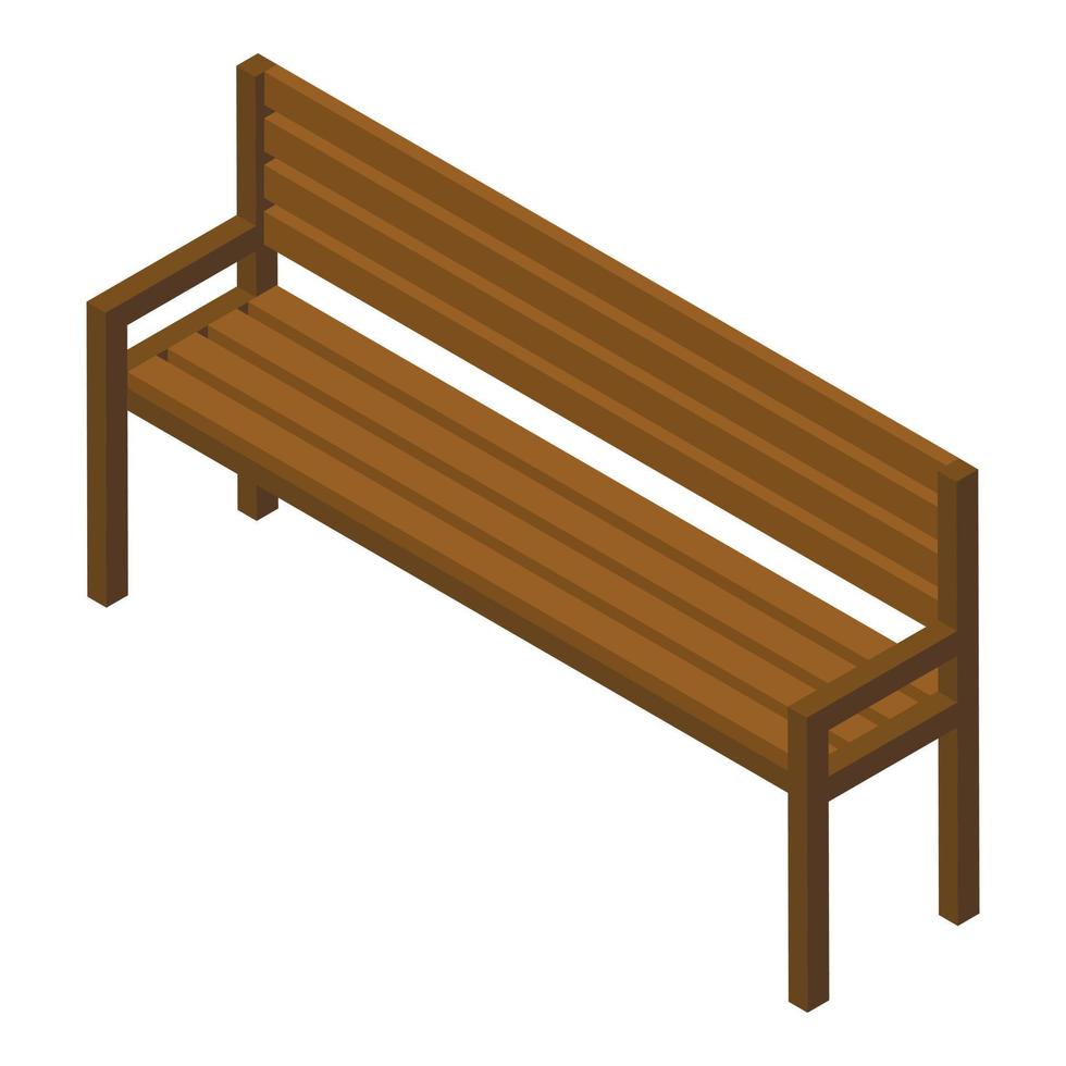 Wood bench icon, isometric style vector