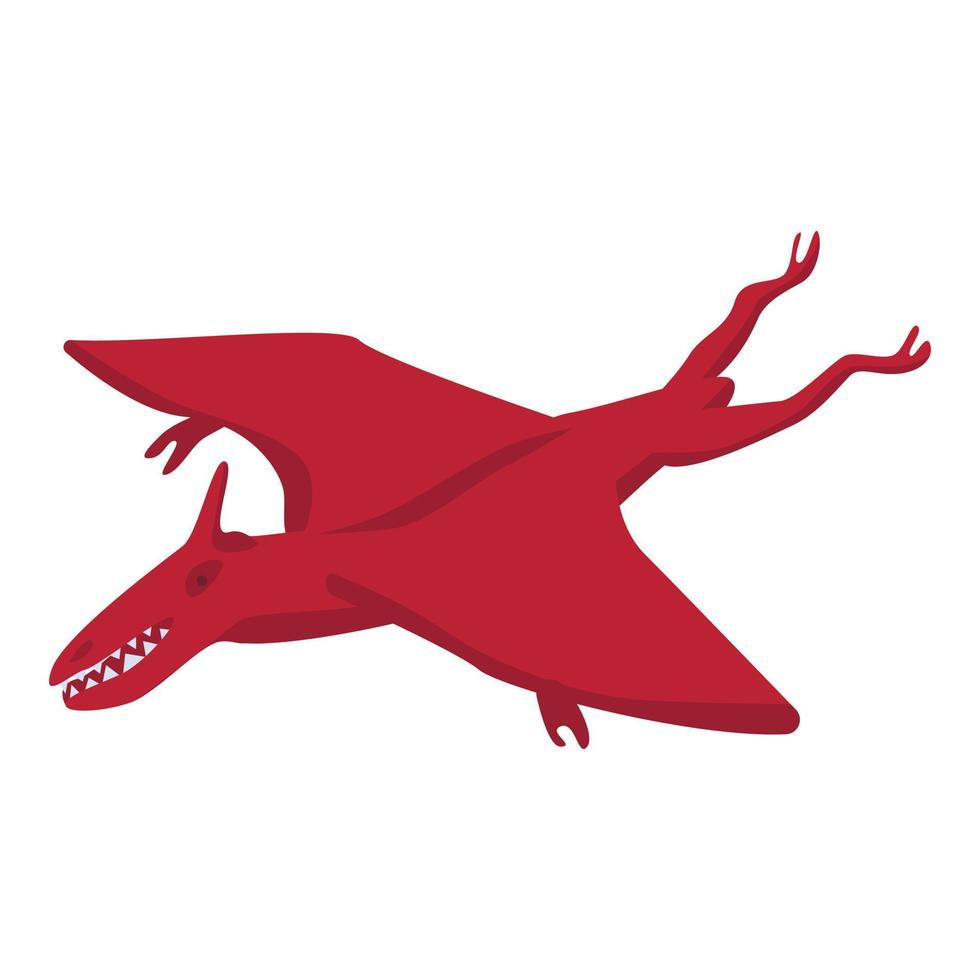 Flying red dinosaur icon, isometric style vector