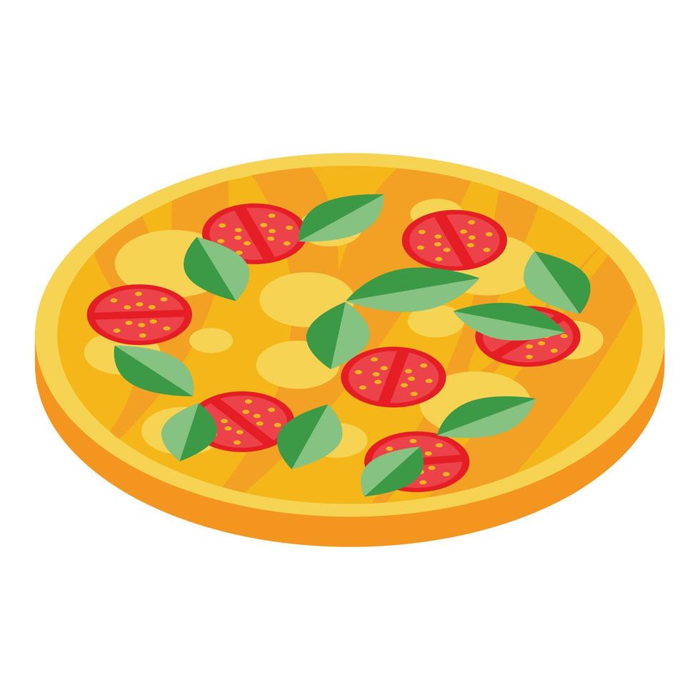 Hawaii pizza icon, isometric style vector