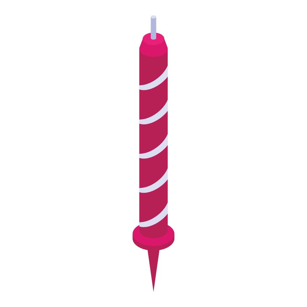 Decoration pink candle icon, isometric style vector
