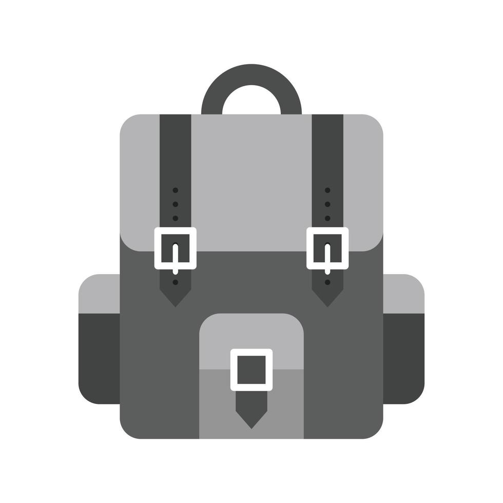 Icono de mochila plana en escala de grises vector